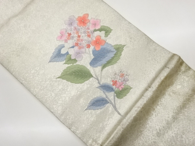 JAPANESE KIMONO / HYDRANGEA PATTERN EMBROIDERY NAGOYA OBI